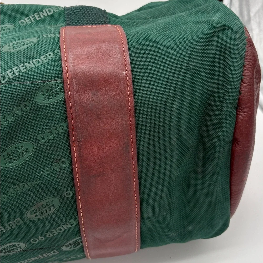 Vintage Land Rover Defender Green Canvas Leather Strap Duffle Bag BLEMISHES